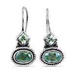 Load image into Gallery viewer, 925 Silver Green Gemstone Drop Earrings for Women | Gift Jewelry