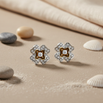 将图像加载到图库查看器中, Floral Diamond Stud Earrings | Silver Jewelry for Women