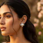 Load image into Gallery viewer, Pearl & Diamond Stud Earrings | Clover Design | Art Palace