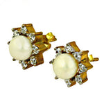 将图像加载到图库查看器中, gold plating Pearl & Diamond Stud Earrings for Women | Elegant Jewelry