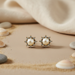 将图像加载到图库查看器中, gold plating Pearl & Diamond Stud Earrings for Women | Elegant Jewelry
