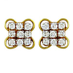 Load image into Gallery viewer, gold plating Diamond Stud Earrings | Square Cluster | For Women