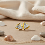 将图像加载到图库查看器中, gold plating Triangle Stud Earrings with White CZ | Women's Jewelry