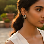 Load image into Gallery viewer, Silver Black Onyx & CZ Stud Earrings for Women | Elegant Jewelry