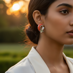 将图像加载到图库查看器中, Silver Coral Earrings with Cubic Zirconia | Daily Wear Jewelry