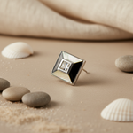 Load image into Gallery viewer, Silver Square Stud Earrings with Mother of Pearl and Gemstone