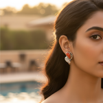 Load image into Gallery viewer, Silver Coral Stud Earrings for Women | Fashion Jewelry