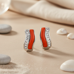 Load image into Gallery viewer, Silver and Orange Stone Earrings for Women | Fashion Jewelry