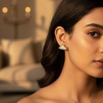 Load image into Gallery viewer, gold plating Triangle Stud Earrings with White CZ | Women's Jewelry