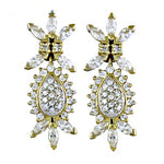 Load image into Gallery viewer, gold plating Teardrop & Flower Earrings | Cubic Zirconia | Women's