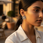 将图像加载到图库查看器中, 925 Silver Flower Stud Earrings | Diamond Simulant, For Women