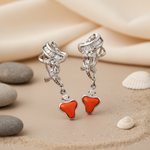 Load image into Gallery viewer, Silver Dangle Earrings with Red Stone | Women's Jewelry Gift
