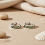 将图像加载到图库查看器中, 925 Silver Green Gemstone Hoop Earrings | Women's Jewelry