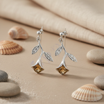 Load image into Gallery viewer, 925 Silver Citrine Leaf Earrings for Women | Daily Wear Gift