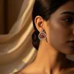 将图像加载到图库查看器中, 925 Silver Ruby Stud Earrings for Women | Floral Design