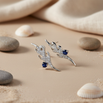 Load image into Gallery viewer, Silver Sapphire Stud Earrings for Women | Dainty Jewelry Gift