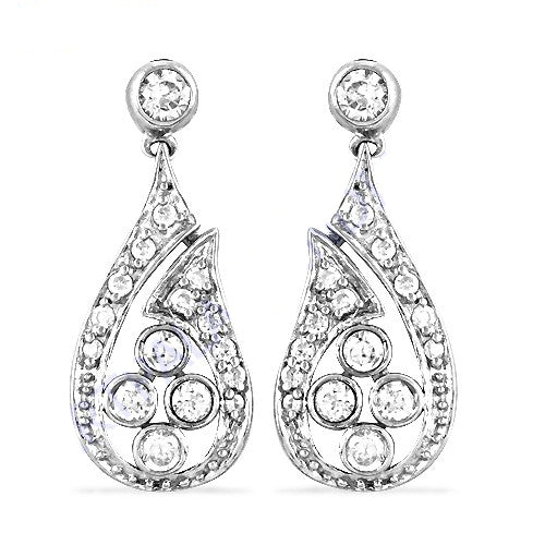 Silver teardrop diamond earrings | women's elegant jewelry