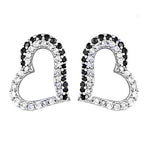 将图像加载到图库查看器中, 925 Silver Heart Stud Earrings | Black & White Stone | For Women