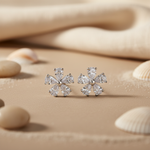 Load image into Gallery viewer, Silver Flower Stud Earrings | Cubic Zirconia | Women's Jewelry