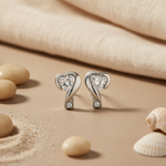 Load image into Gallery viewer, Silver Heart-Shaped Stud Earrings | Cubic Zirconia | For Women