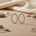 将图像加载到图库查看器中, Silver Oval Hoop Earrings with Diamonds | Women's Jewelry