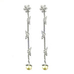 Load image into Gallery viewer, Silver Butterfly Dangle Earrings with Pearl for Women