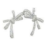 Load image into Gallery viewer, Silver Bowknot Earrings with Crystals | Women's Fashion Jewelry