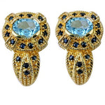将图像加载到图库查看器中, gold plating Blue Topaz Sapphire Earrings for Women | Fine Jewelry