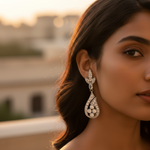 Load image into Gallery viewer, Silver Teardrop Earrings with CZ Stones for Women | Party Jewelry