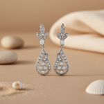 Load image into Gallery viewer, Silver Teardrop Earrings with CZ Stones for Women | Party Jewelry