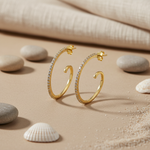 Load image into Gallery viewer, gold plating Hoop Earrings with Cubic Zirconia | For Women | Gift