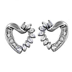 Load image into Gallery viewer, Silver Heart Diamond Stud Earrings | Women's Elegant Jewelry