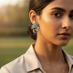 Load image into Gallery viewer, 925 Silver Blue Gemstone Earrings for Women | Floral Jewelry