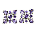 将图像加载到图库查看器中, Amethyst Stud Earrings in Silver | Flower Design | For Women
