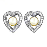 将图像加载到图库查看器中, Silver Heart Pearl Stud Earrings | Women's Jewelry Gift