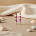 将图像加载到图库查看器中, Silver 24 Earrings with Pink Gemstones | Women's Jewelry Gift
