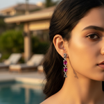将图像加载到图库查看器中, Silver 24 Earrings with Pink Gemstones | Women's Jewelry Gift