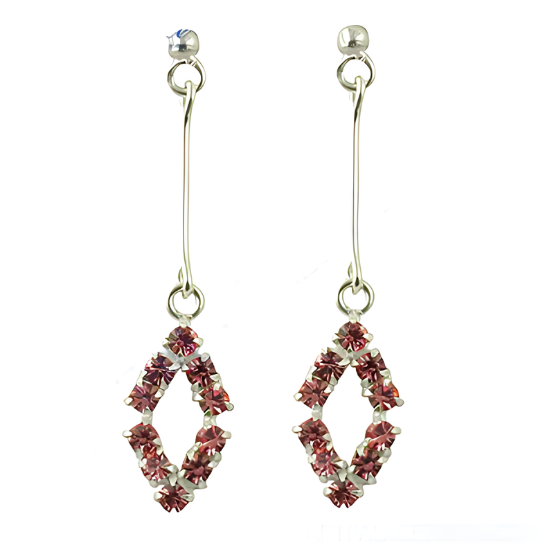 Latest Luxurious Pink Cubic Zirconia Gemstone Silver Earrings
