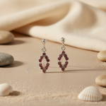 将图像加载到图库查看器中, Silver Rhombus Drop Earrings with Pink Gemstones | Women's Jewelry