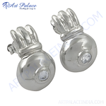 Load image into Gallery viewer, Silver stud earrings with clear cubic zirconia stones. Classic, elegant design for women.