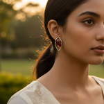 Load image into Gallery viewer, Silver Ruby Stud Earrings for Women | Gemstone Jewelry Gift