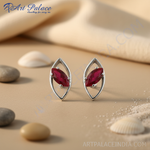 Load image into Gallery viewer, Silver Ruby Stud Earrings for Women | Gemstone Jewelry Gift