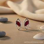 将图像加载到图库查看器中, Silver Ruby Stud Earrings for Women | Gemstone Jewelry Gift