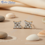 Load image into Gallery viewer, Diamond Stud Earrings | gold plating Finish | Women's Gift