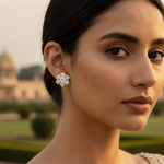 将图像加载到图库查看器中, gold plating Diamond Flower Stud Earrings | Women's Floral Jewelry