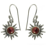 将图像加载到图库查看器中, 925 Silver Sunburst Earrings with Red Gemstone | Women's Jewelry