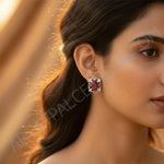 Load image into Gallery viewer, Silver Ruby Stud Earrings for Women | Gemstone Jewelry