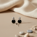 Load image into Gallery viewer, 925 Silver Black Gemstone Stud Earrings for Women | Gift