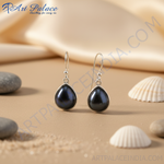 Load image into Gallery viewer, Black Pearl Teardrop Earrings | Sterling Silver | For Women