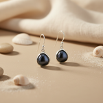 将图像加载到图库查看器中, Black Pearl Teardrop Earrings | Sterling Silver | For Women